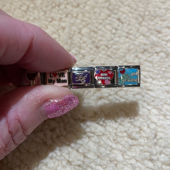 Set of 5 interchangeable charms. 3 marked stainless. Wine, love my man, BFF - Picture 3 of 6